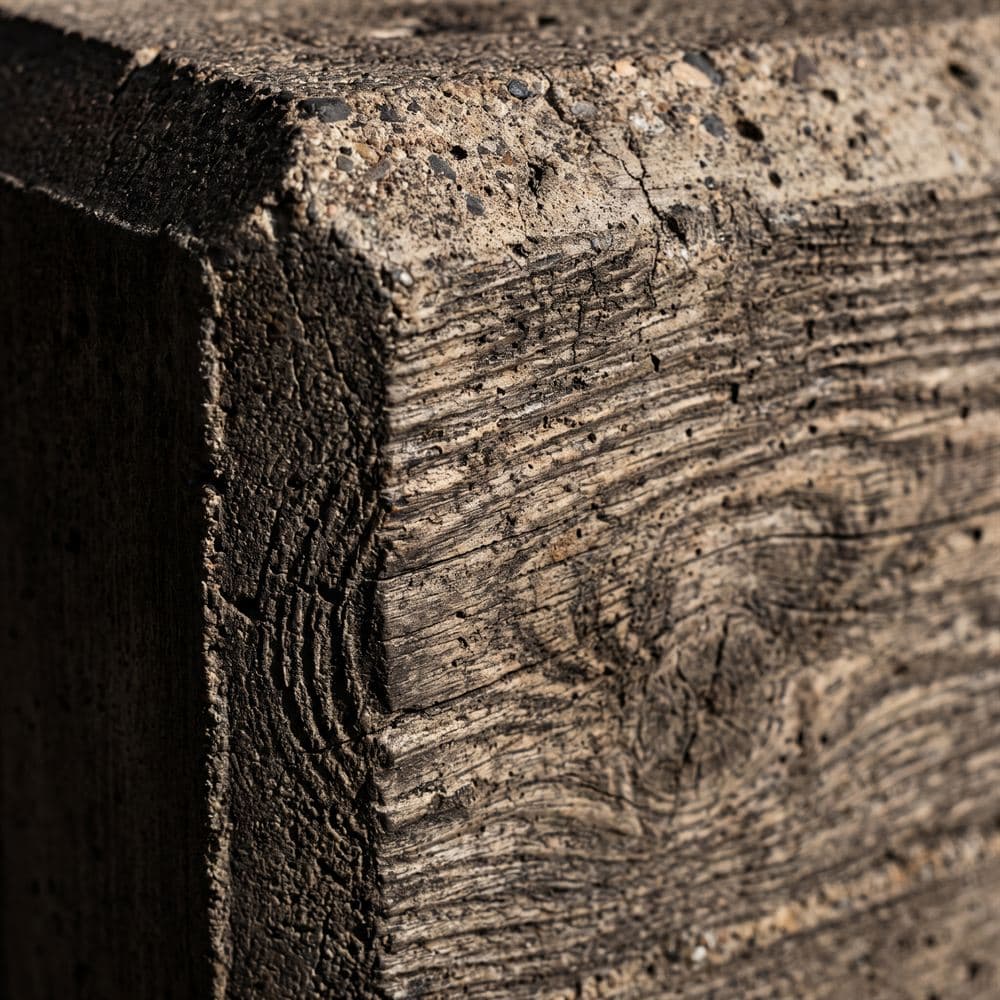 Macro detail of the chamfered edge of a board-formed concrete pour